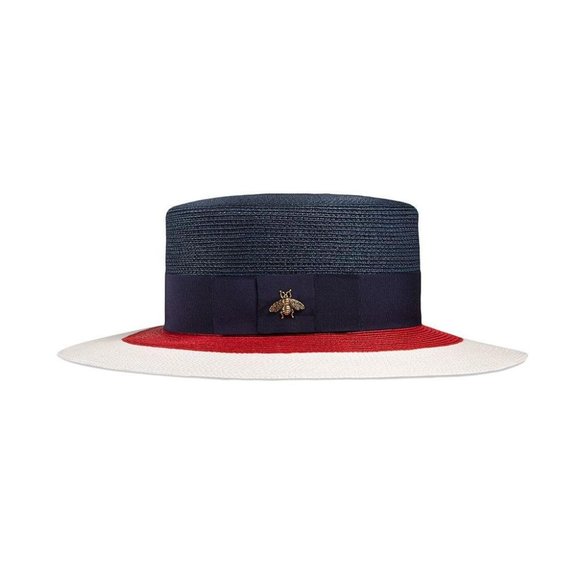 Gucci Papier Wide Brim Hat in Blue Red White. NEW - Picture 3 of 15